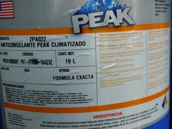 Cubeta de Anticongelante Peak Climatizado fórmula exacta ZPA022 (19L)-2