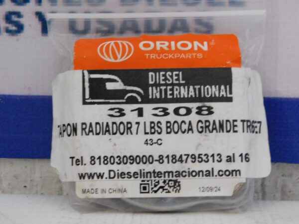 Tapon radiador 7 lbs boca grande orion 31308