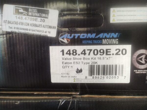 Kit de balatas 4709 con herrajes 16.5 x 7 Eaton ES2 tipo 20K Automann 148.4709E.20