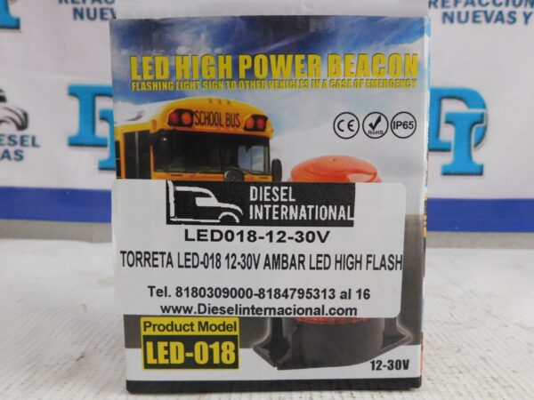 Torreta LED 018 12-30V Ambar High Flash