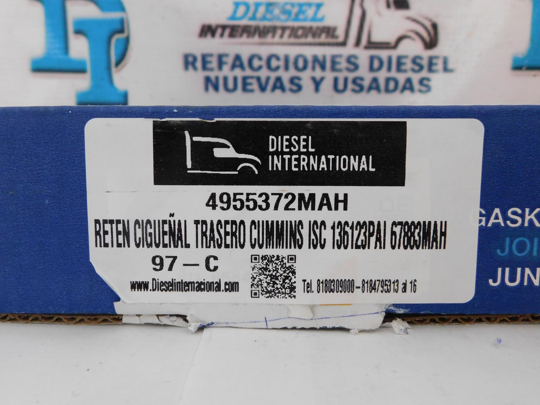 Retén cigueñal trasero Cummins ISC 136123 PAI 67883MAH Mahle 183GA91256090
