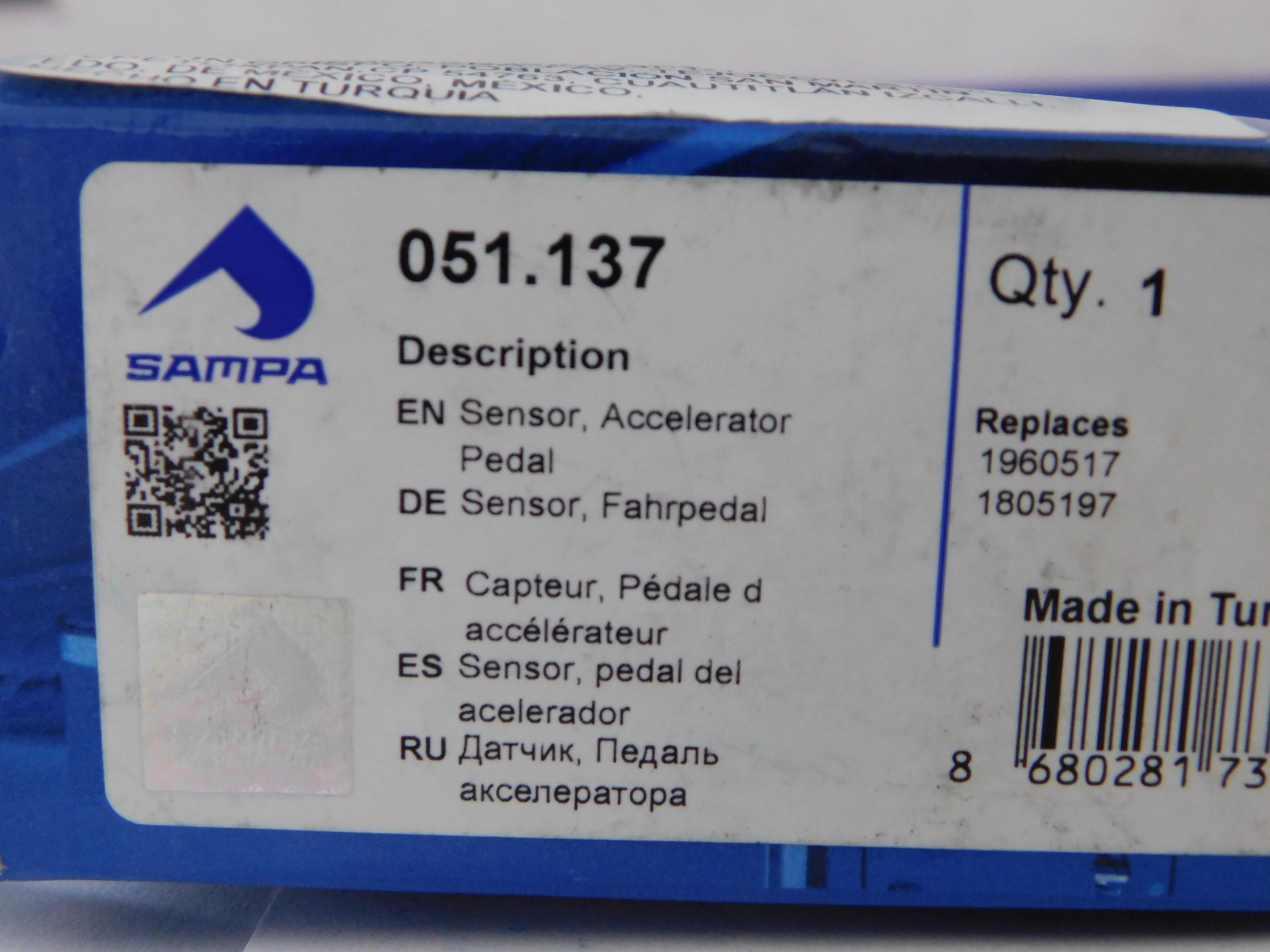 Sensor pedal del acelerador 19605171805197 SAMPA 051.137